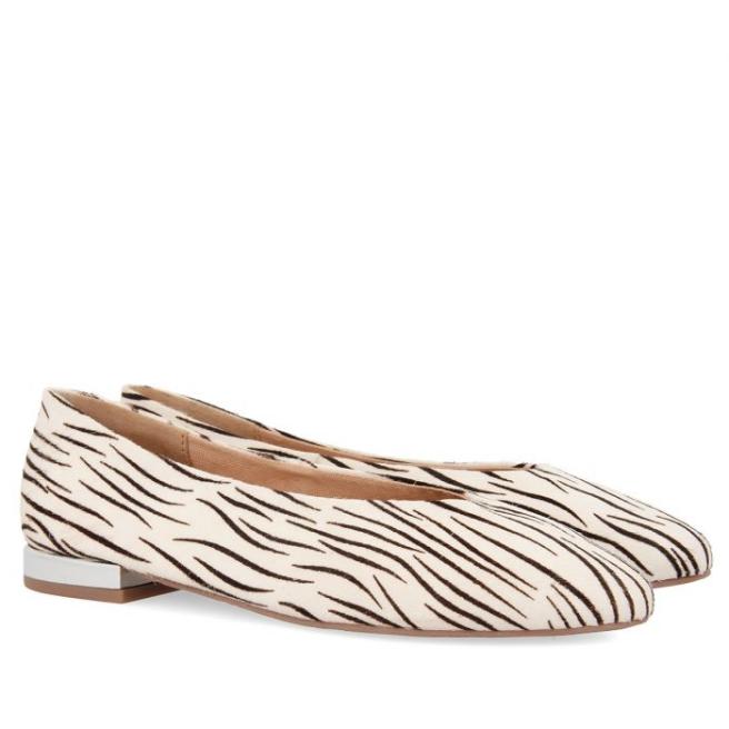 White art zebra-print leather ballerinas