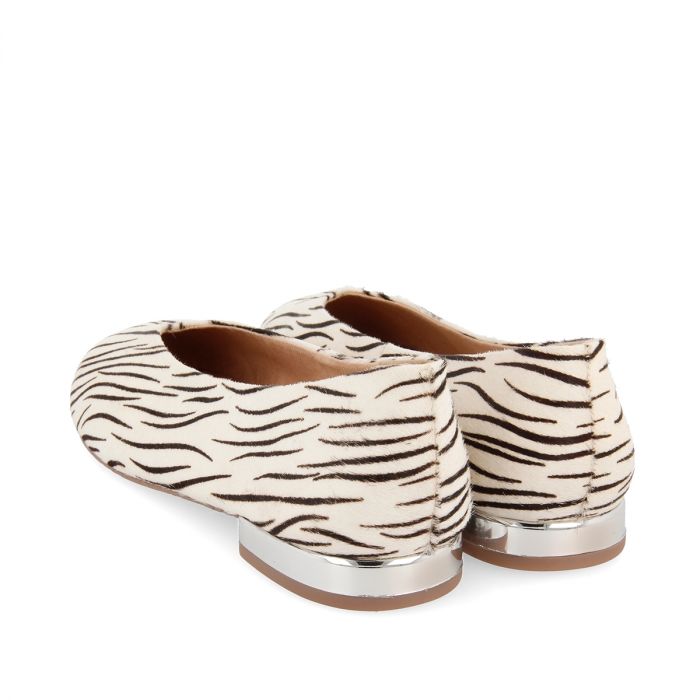 White art zebra-print leather ballerinas