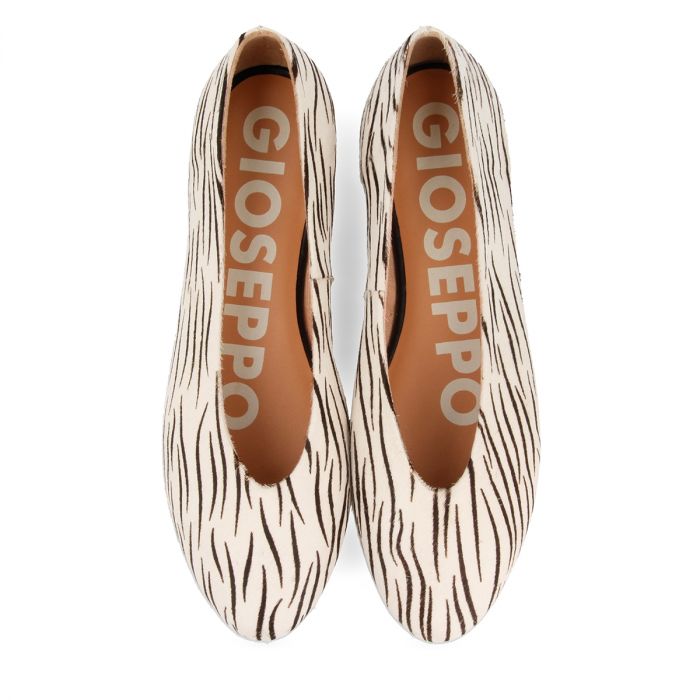 White art zebra-print leather ballerinas