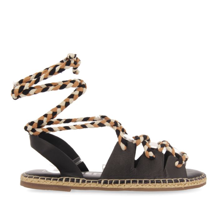 Black super comfortable leather espadrilles