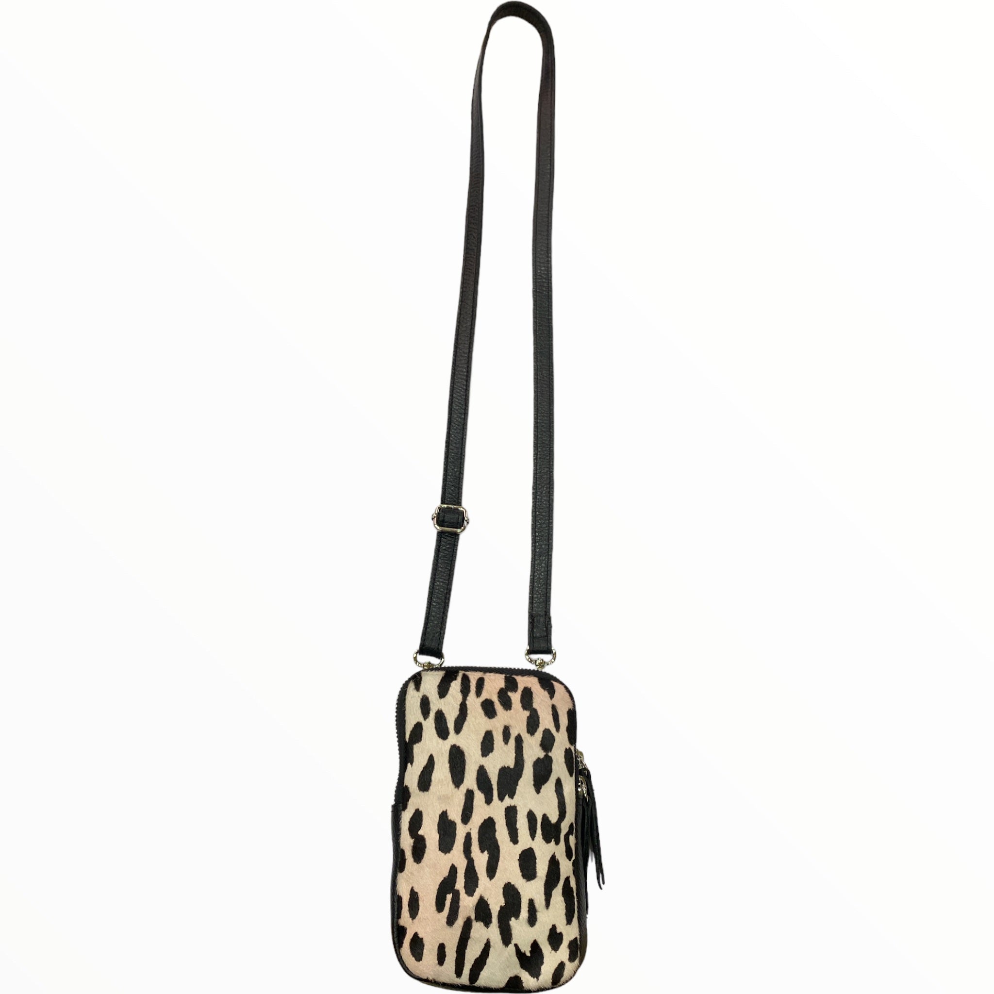 Animal-print calf-hair mobile leather case