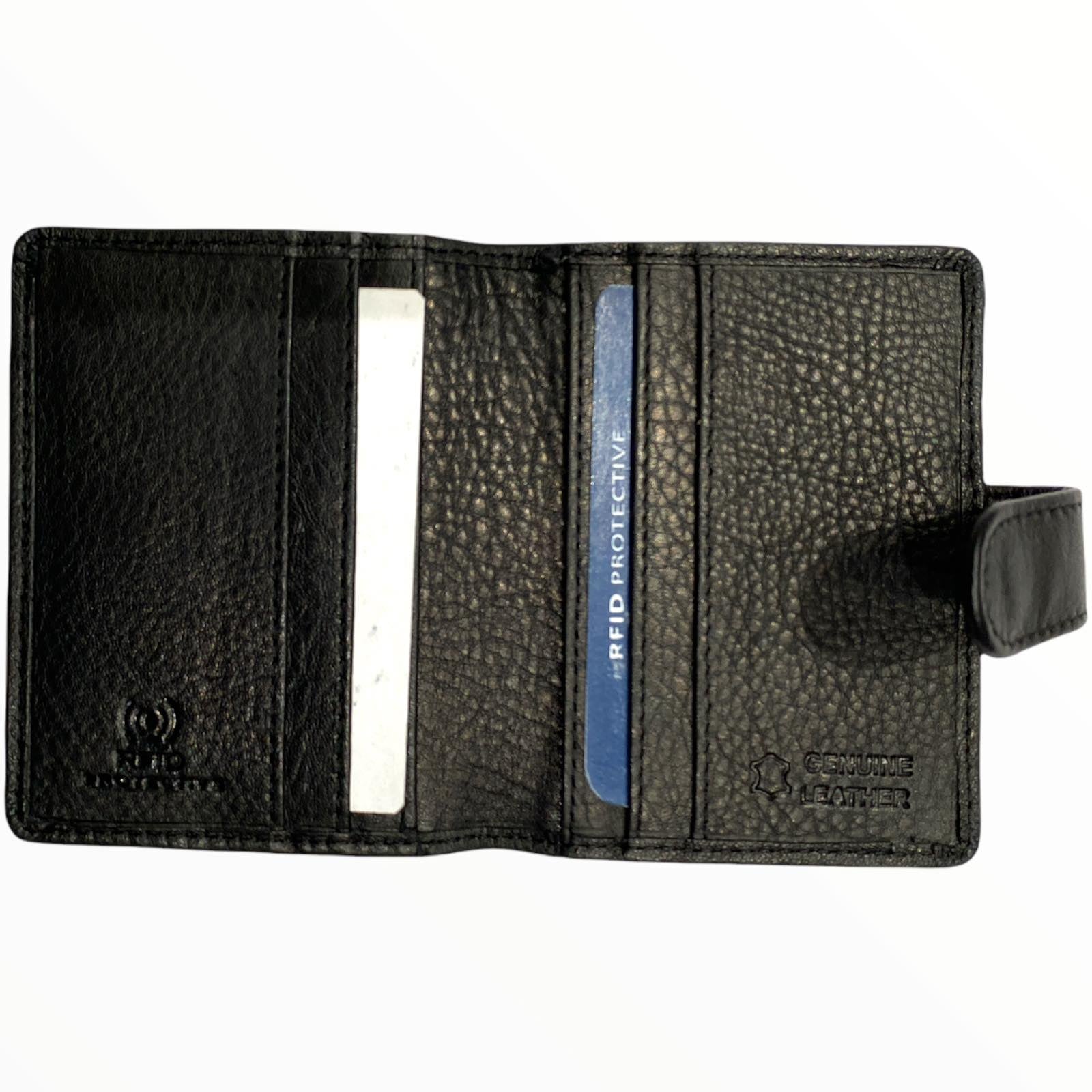 Black unisex leather card holder