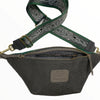 Grey anaconda-print leather belt bag