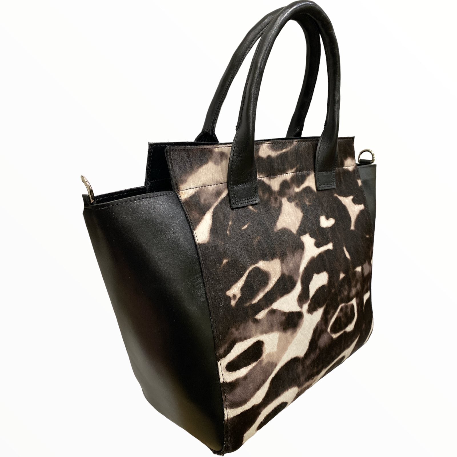 Gina large. Cow-print calf-hair leather tote bag