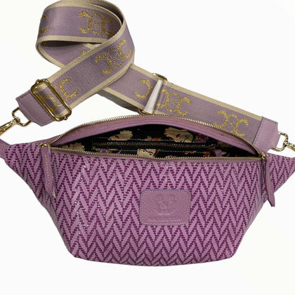 XL lilac geometric leather belt bag