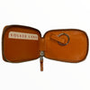 Leather zip around keychain in cognac croco