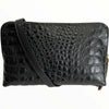 Box XL. Black alligator-print leather messenger bag