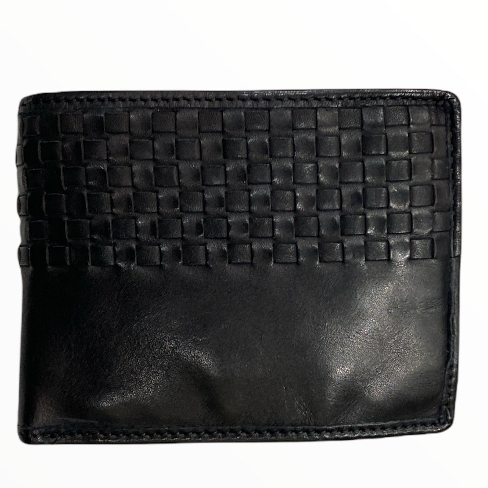 Black leather handwoven man wallet
