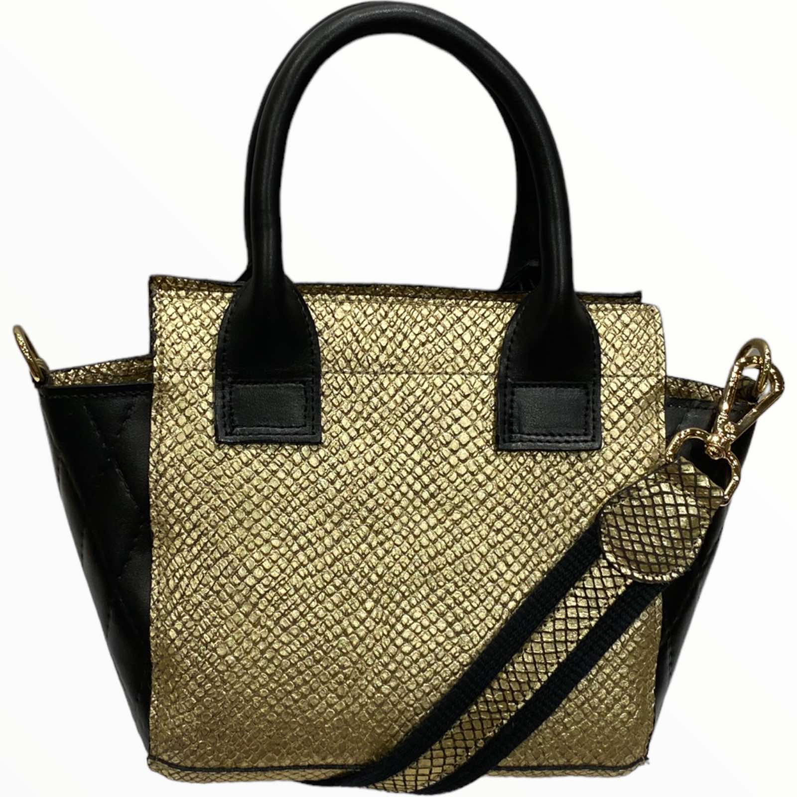 Gina mini. Gold leather tote bag