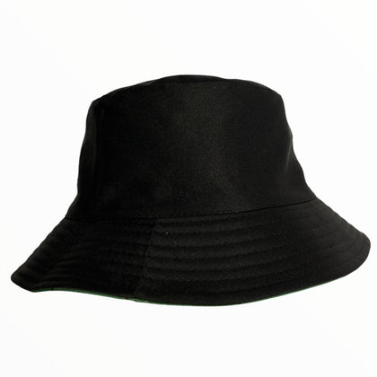 Green dogtooth print-black double face bucket hat