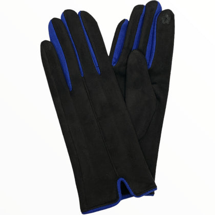 Black chic gloves with blue details