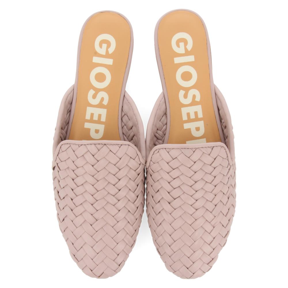 Soft lilac braided mules