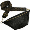 BLACK 3D LEATHER BELT BAG WITH GEOMETRIC STRAP