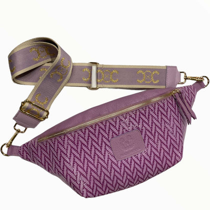 XL lilac geometric leather belt bag