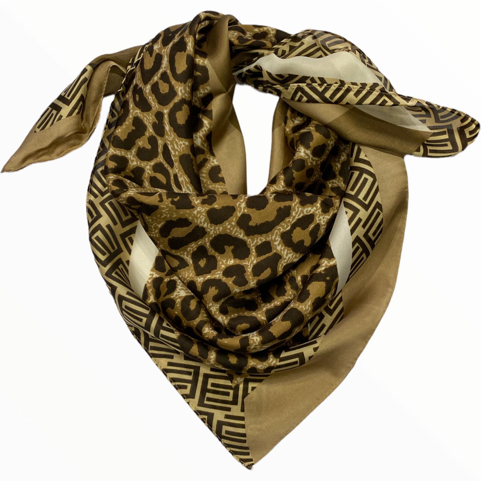 Camel leo-print foulard