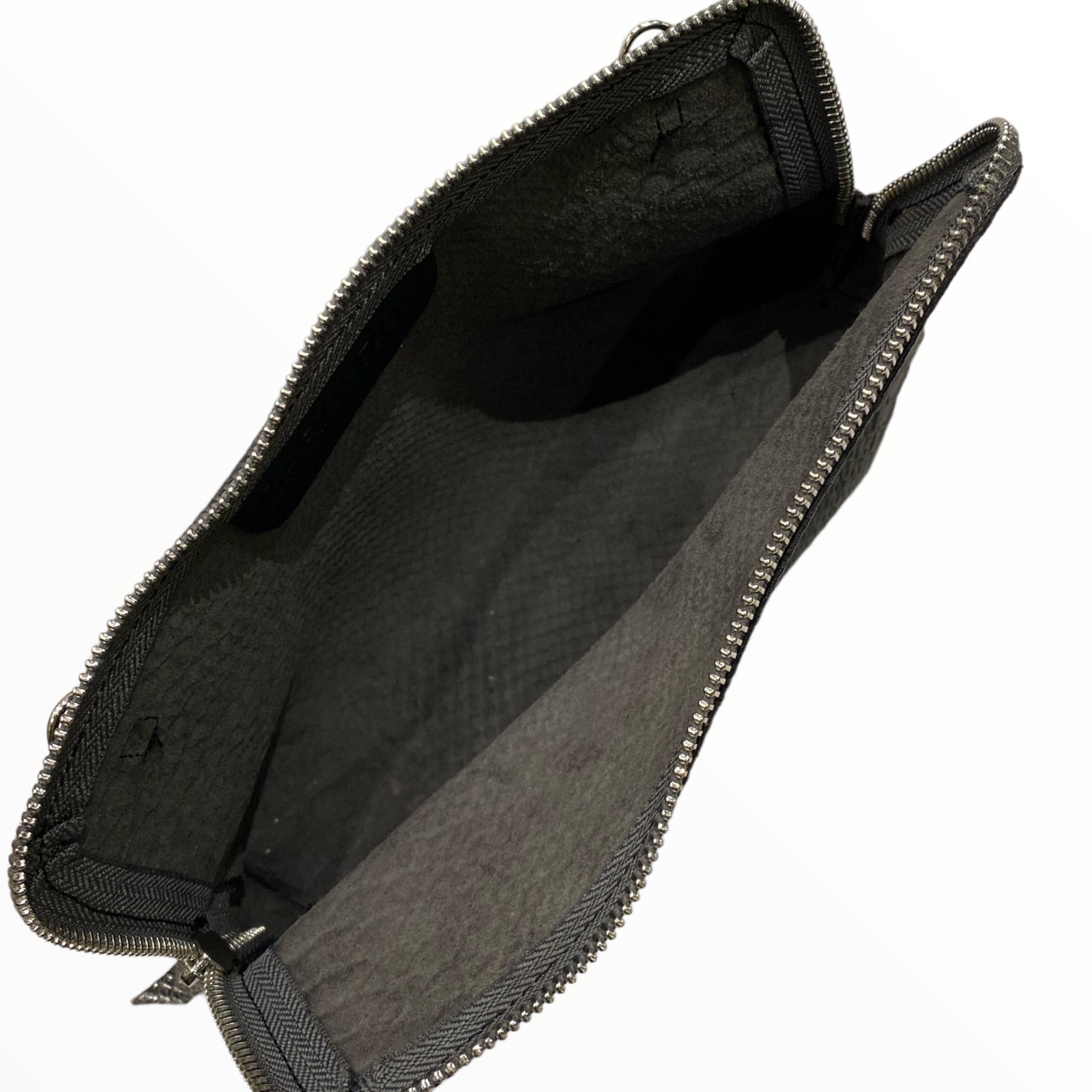 Box XL. Dark grey alligator-print leather messenger bag