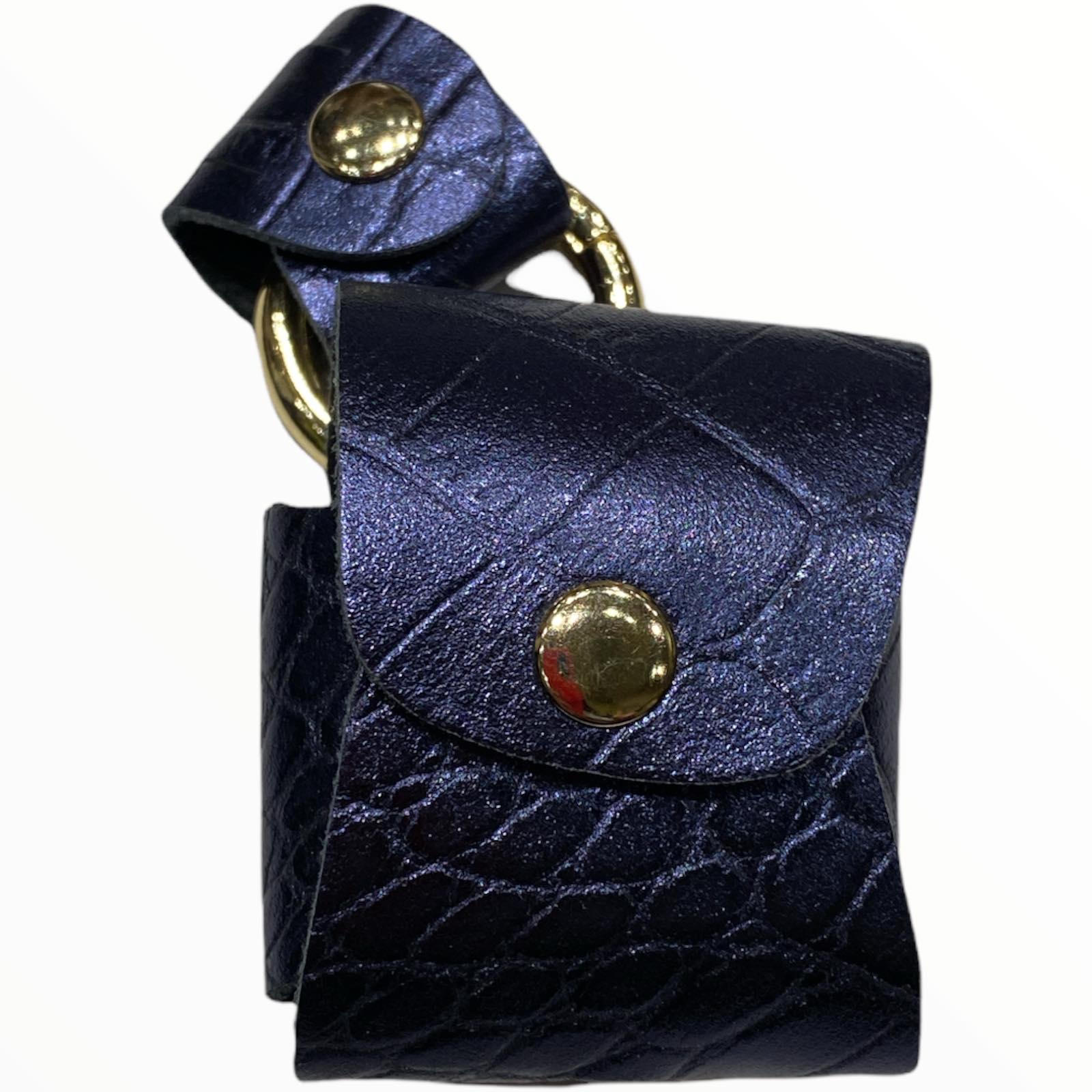 Blue leather air pods case