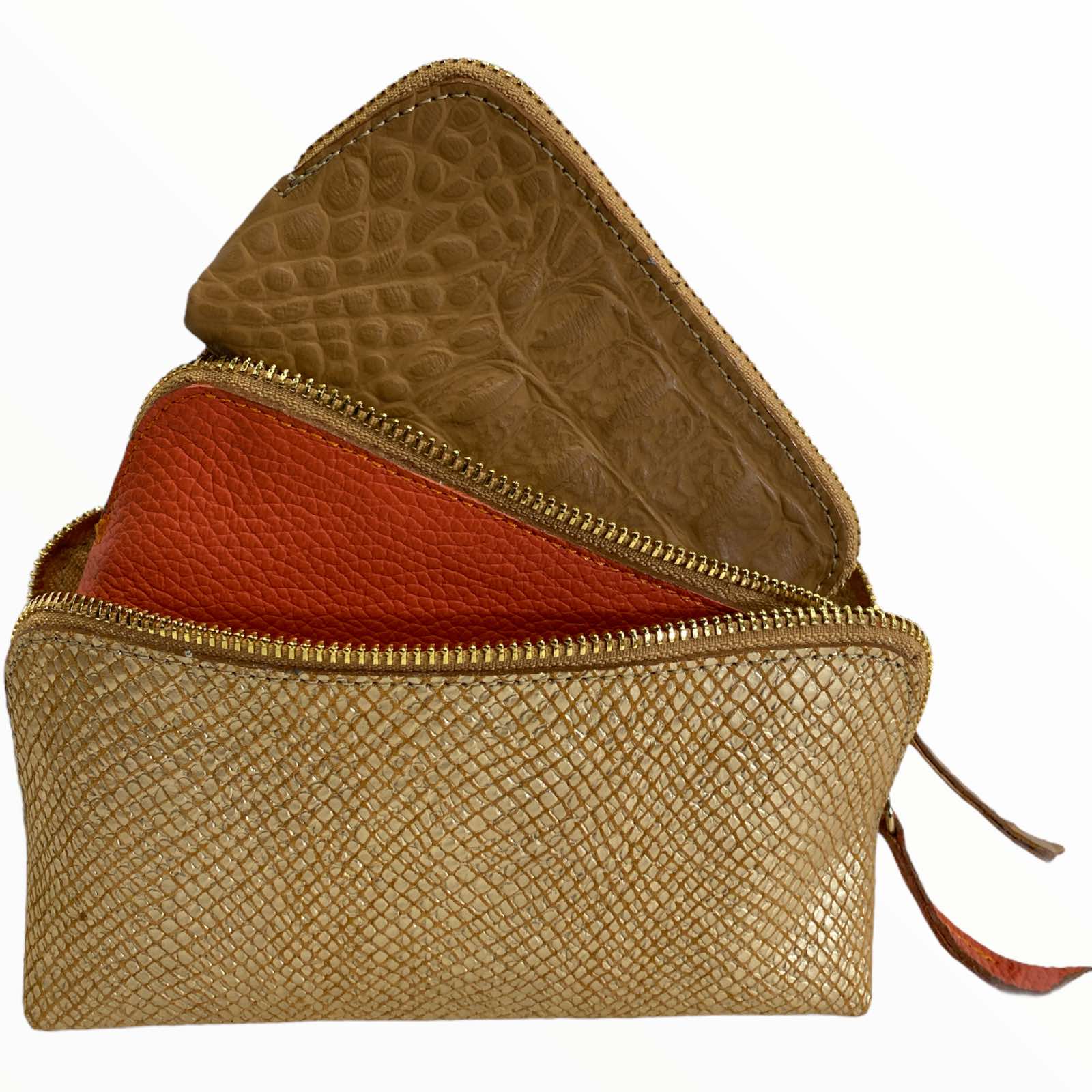 Carouzou box trio set gold, coral and taba