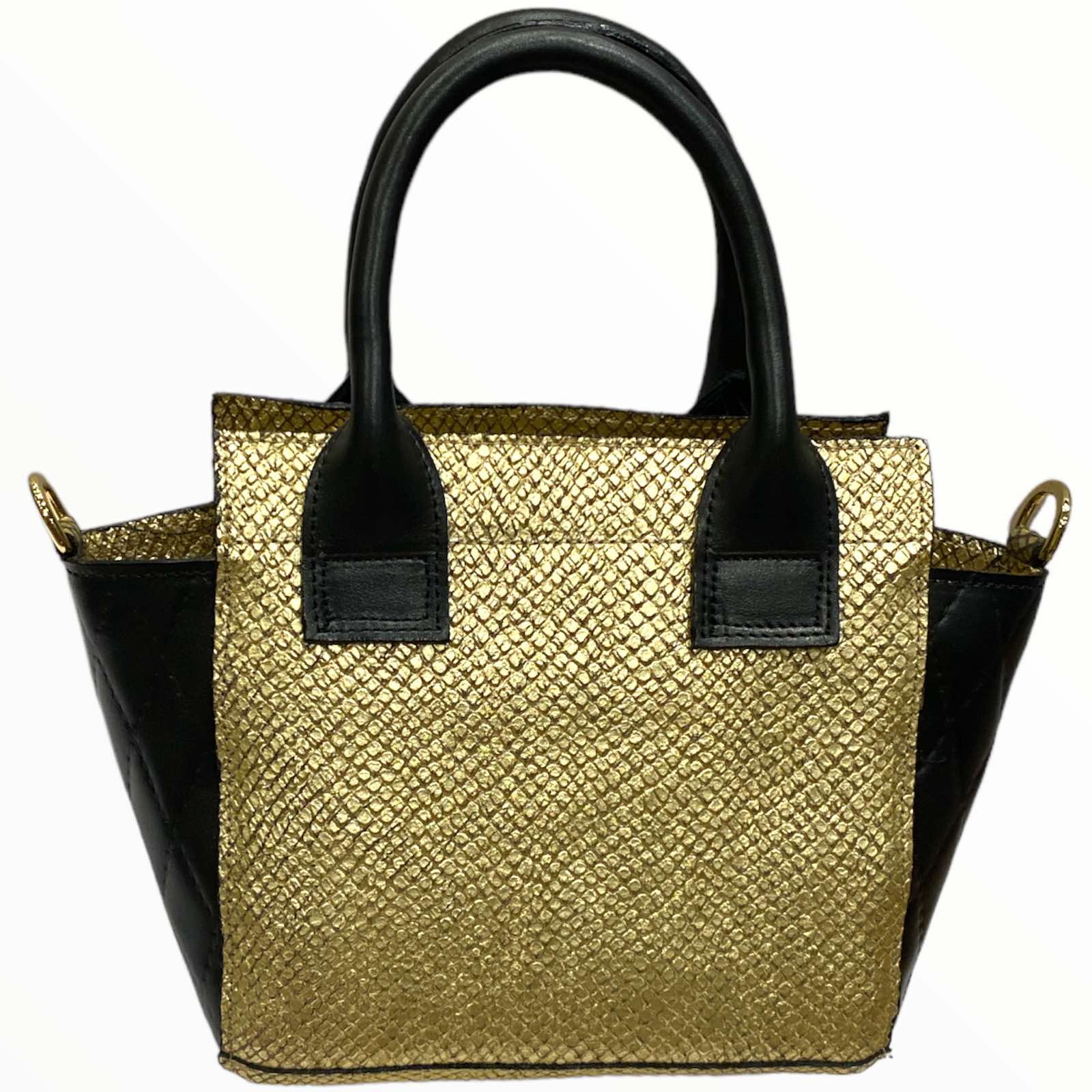 Gina mini. Gold leather tote bag