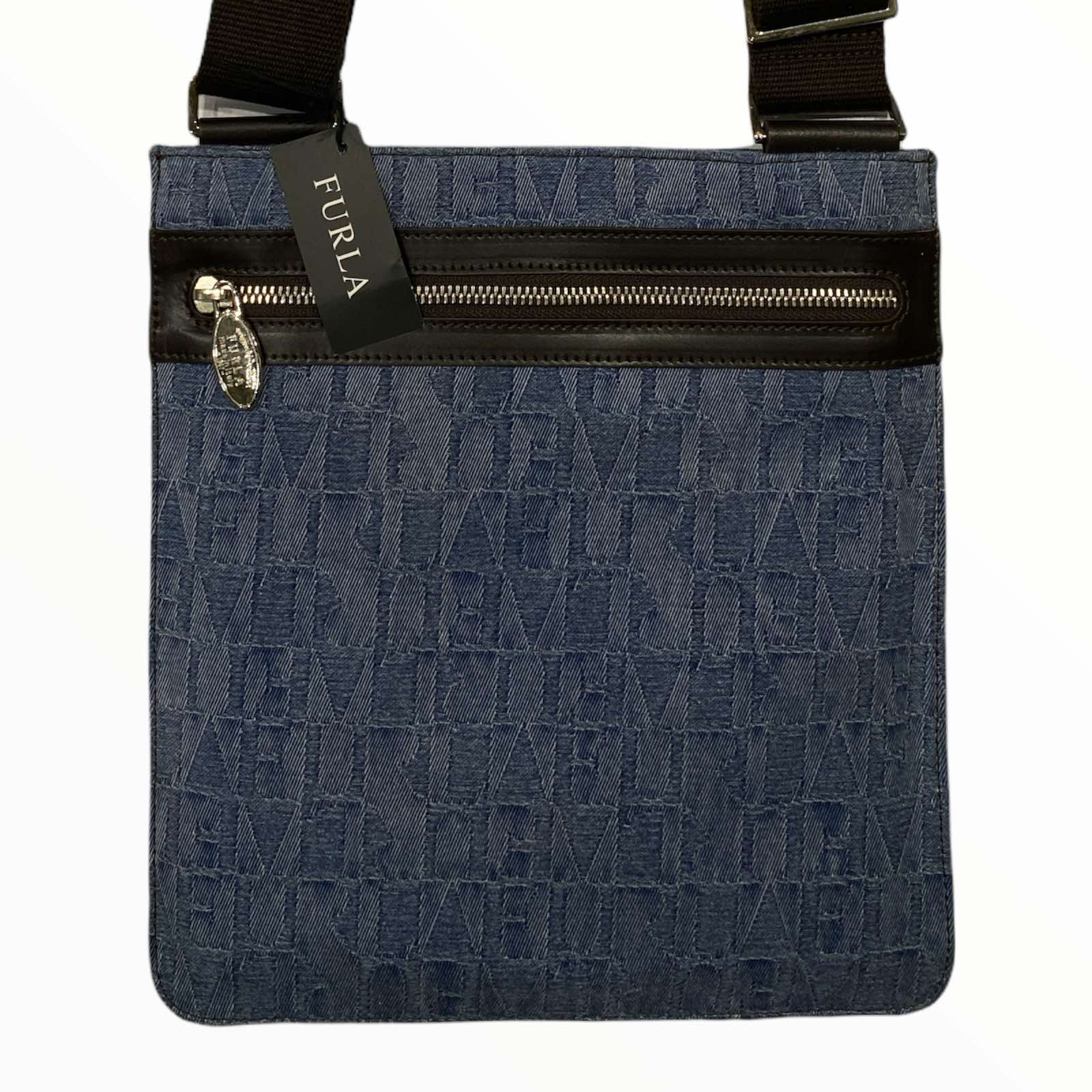 Blue jean FURLA logo medium tracola
