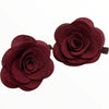 Burgundy flowers hair clips