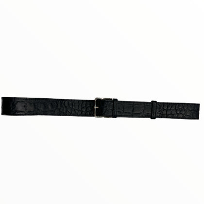 Carouzou black leather belt with silver metals