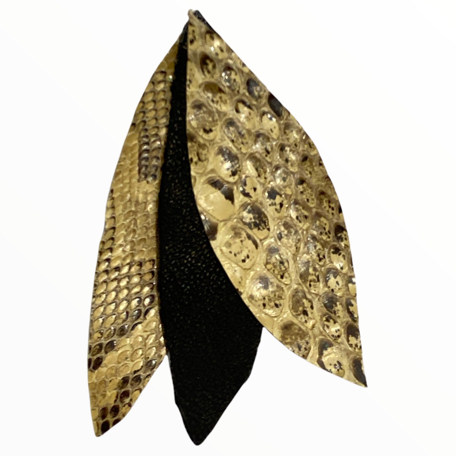 Μαύρα-μπέζ δερμάτινα σκουλαρίκια