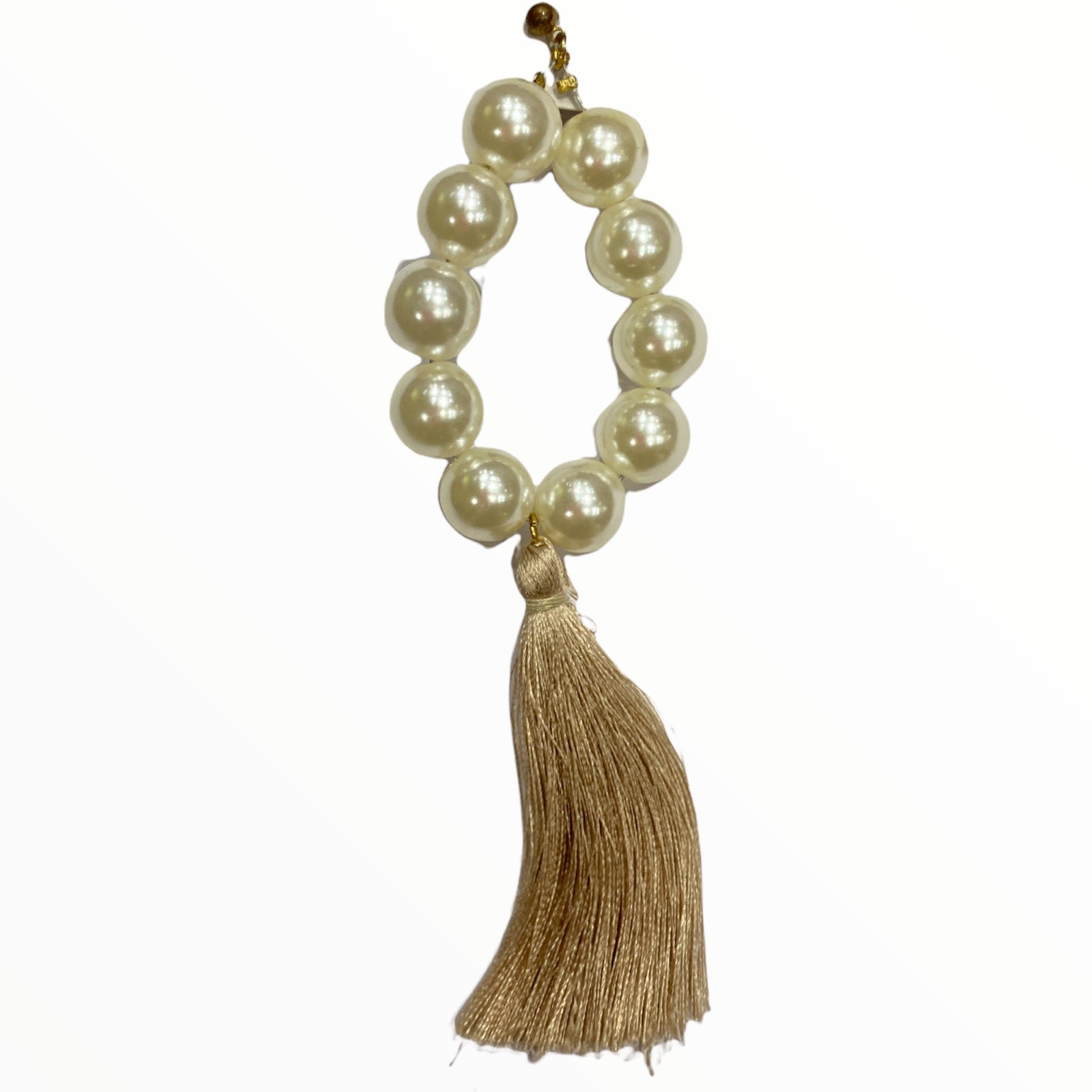 Beige pearls long earrings
