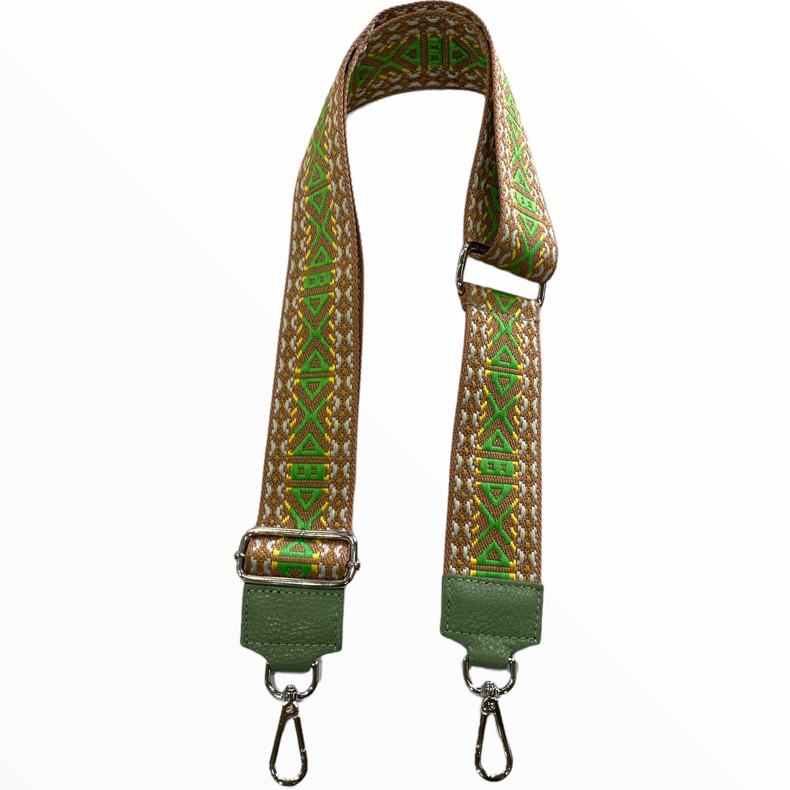 Green boho adjustable strap with leather details