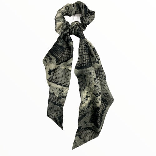 Animal print hair elastic with scarf