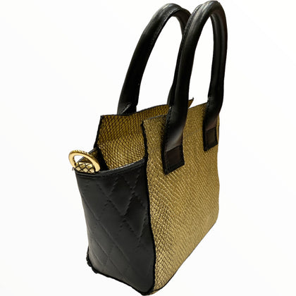 Gina mini. Gold leather tote bag