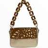 Beige and taba chic leather evening bag