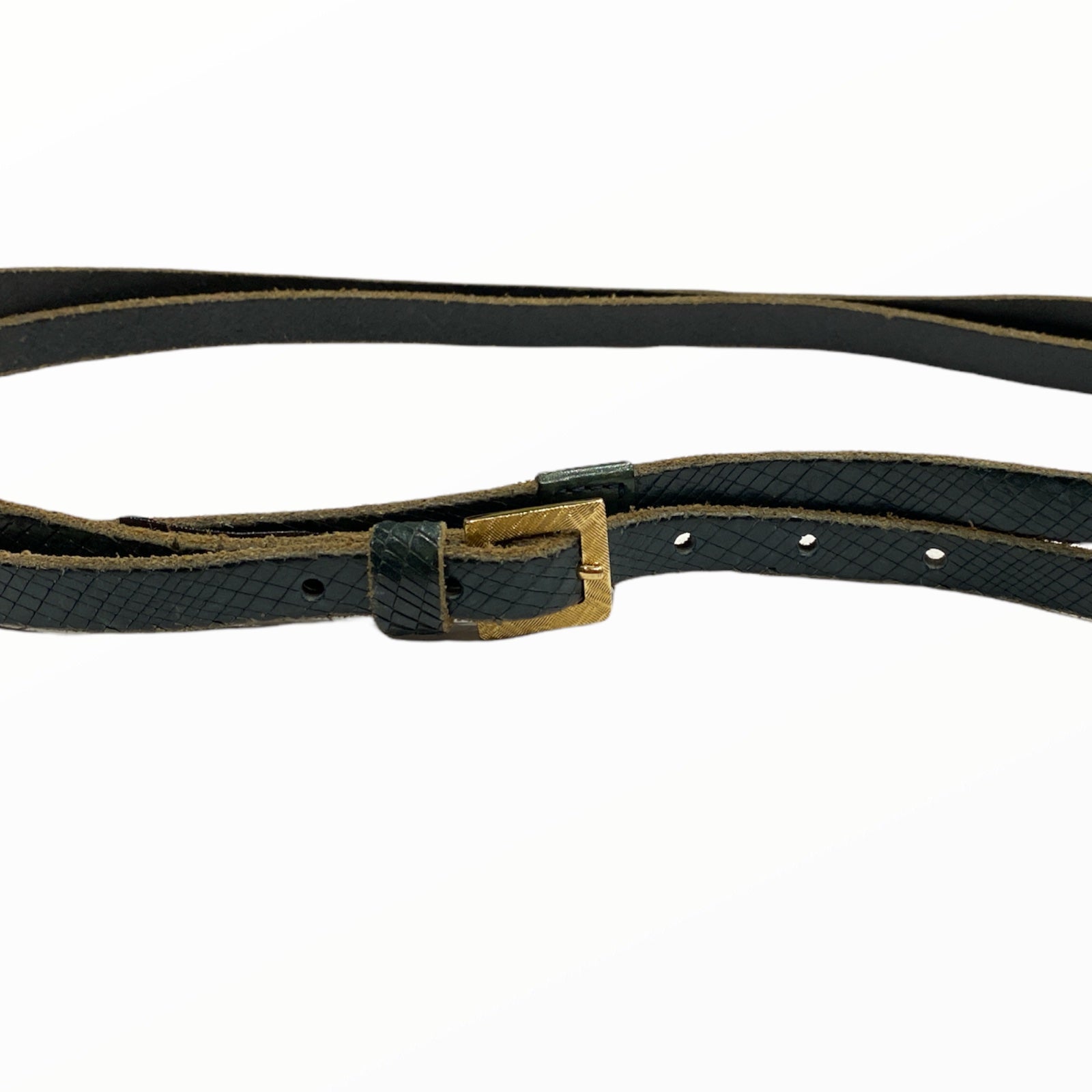 Petrol leather snake-print thin belt