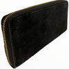 Black calf-hair zip around wallet