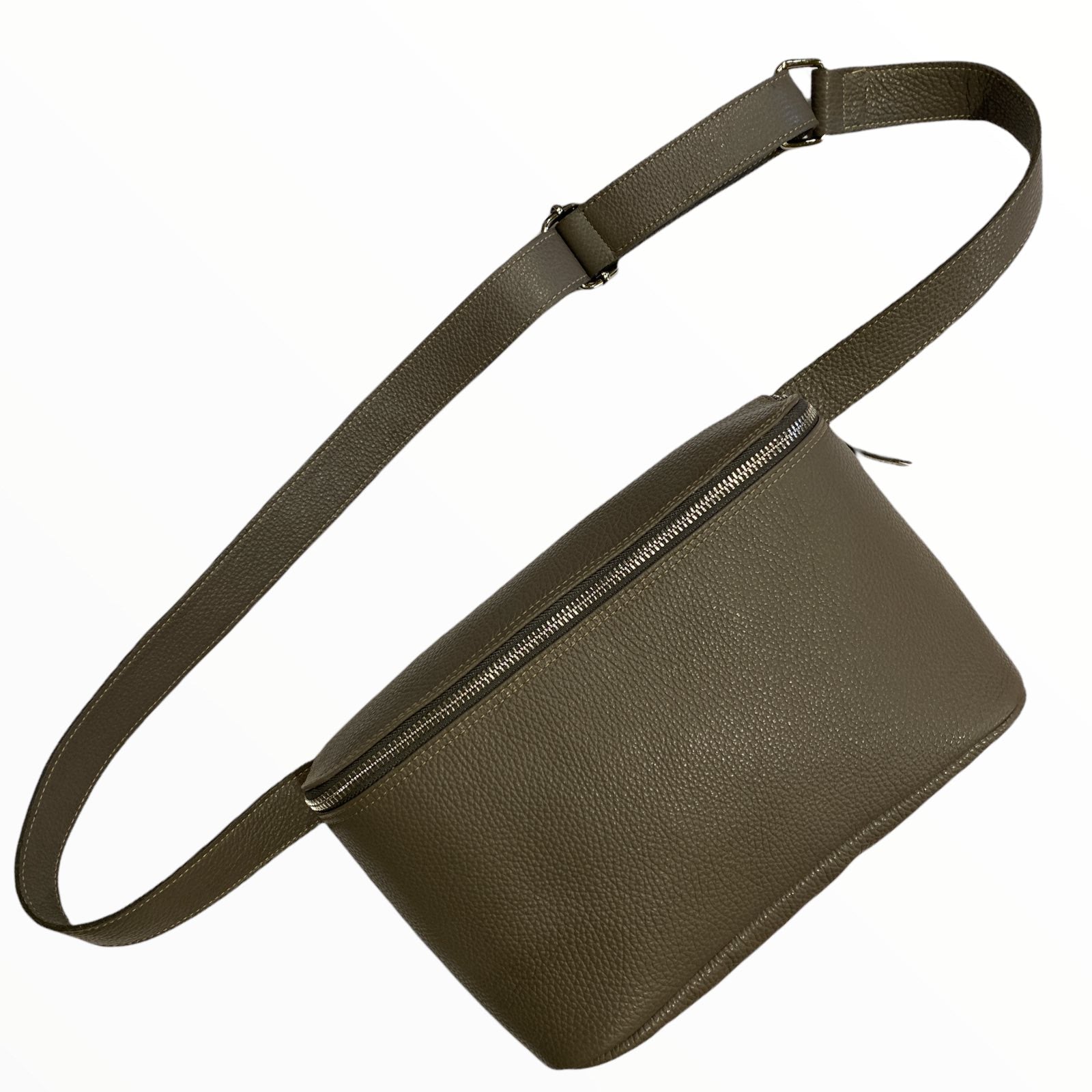 Grey unisex minimal leather belt bag