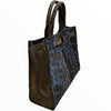 Greta M. Blue calf-hair and brown leather tote bag