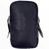 Dark blue leather double mobile case with snake-print details