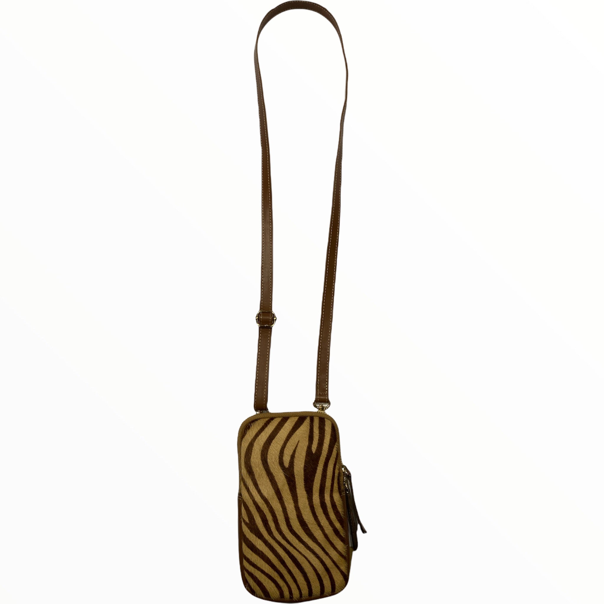 Brown-beige zebra-print mobile leather case