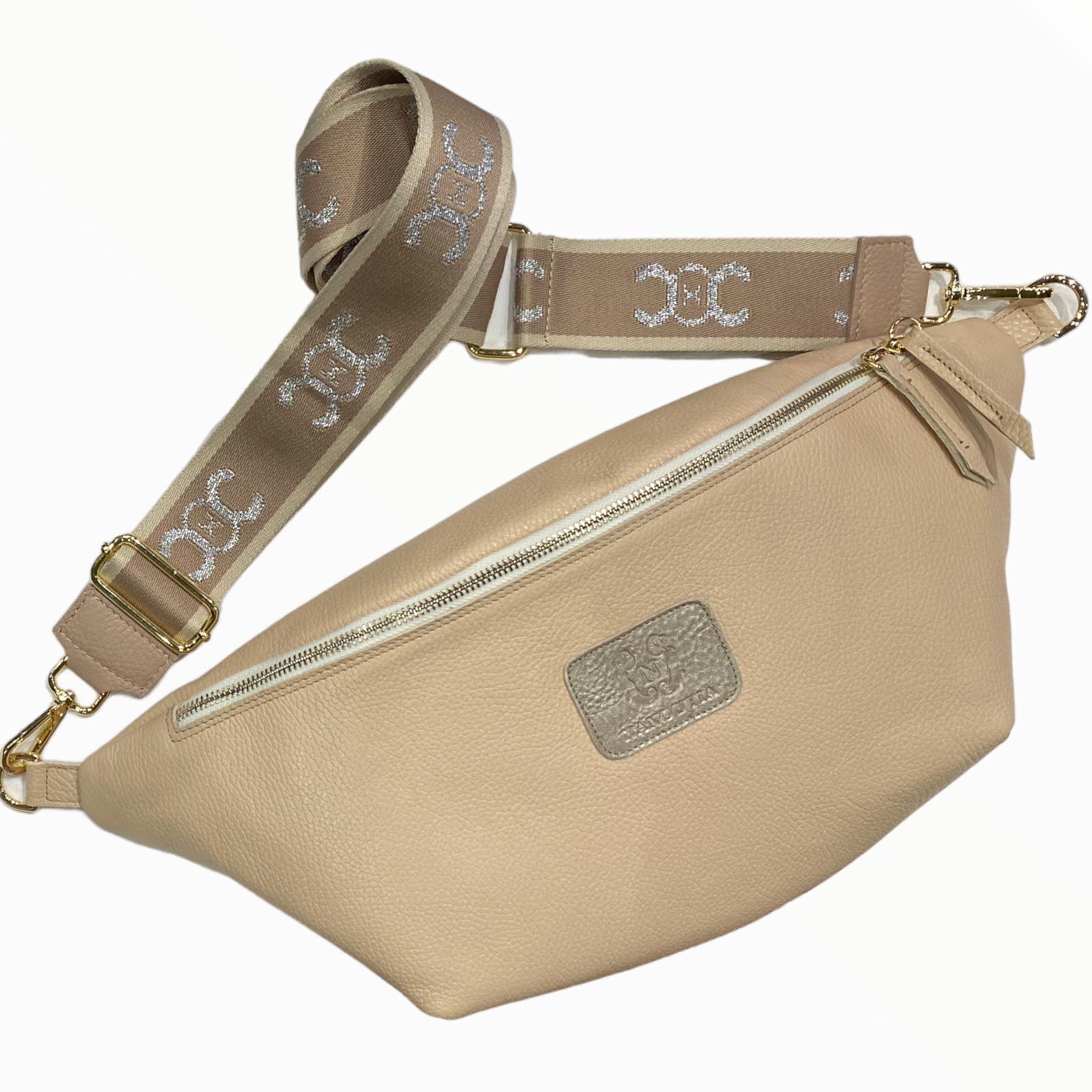 XXL nude leather belt bag