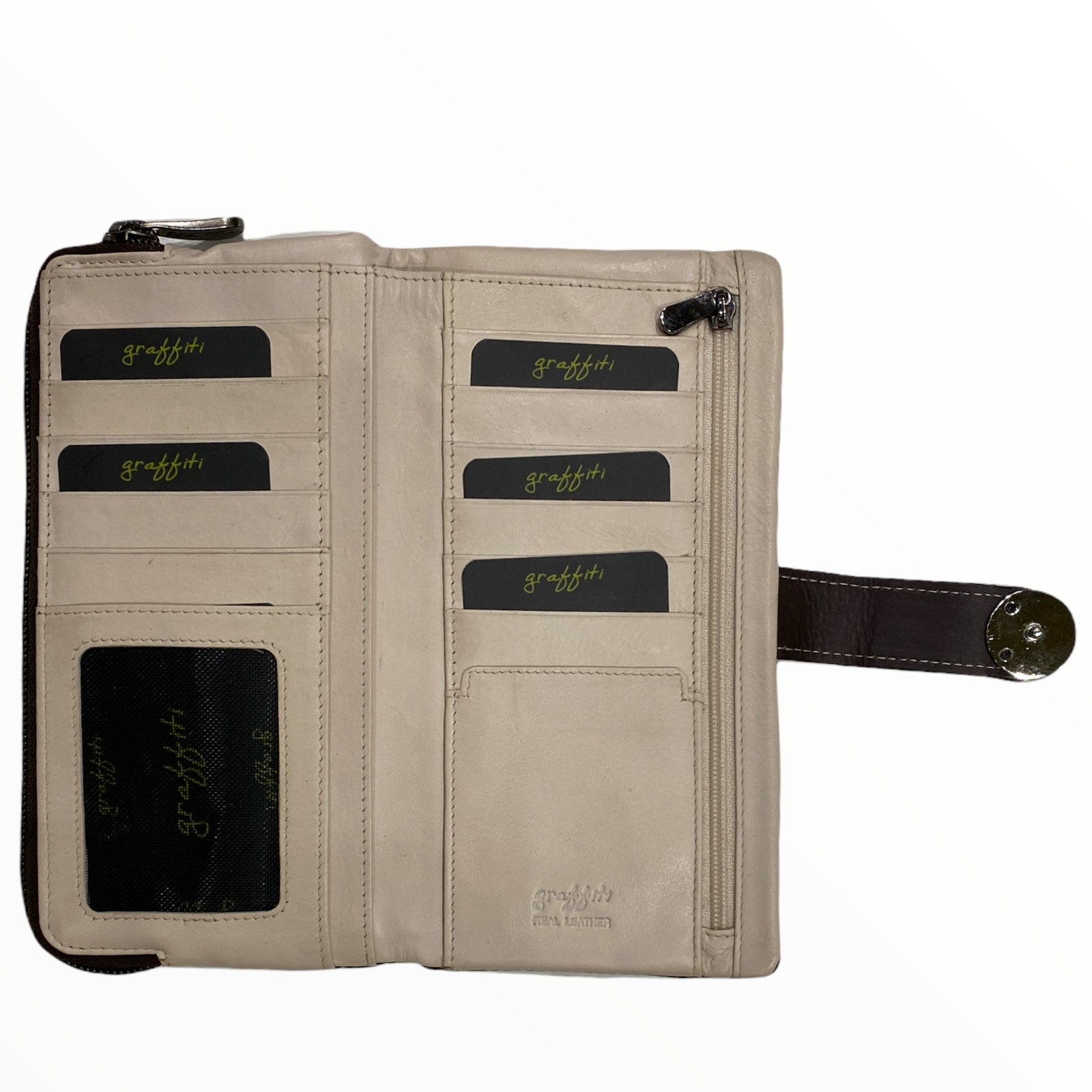 Brown with beige leather wallet