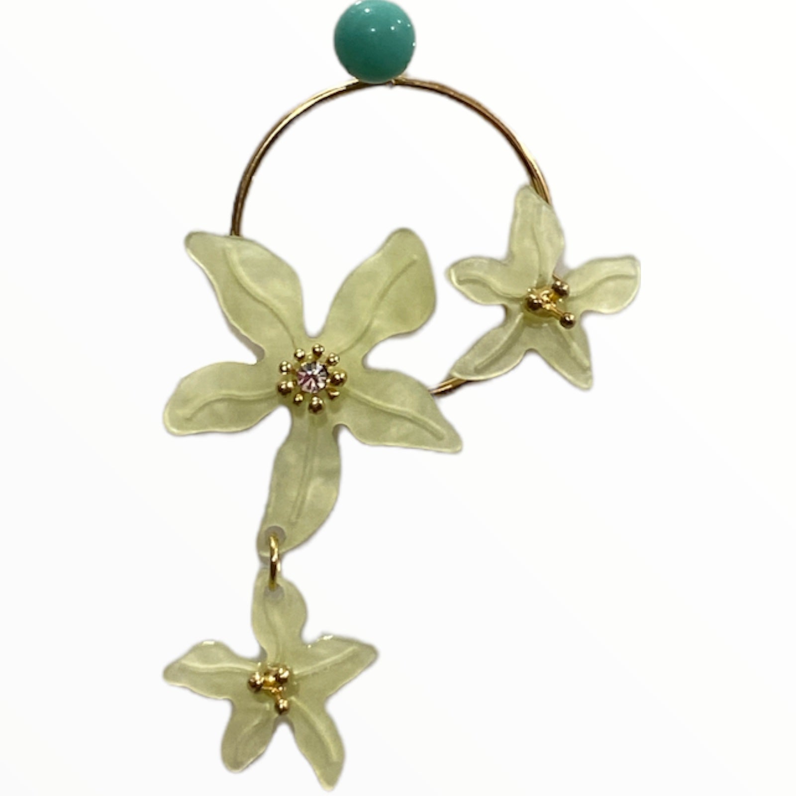 Gold hoops earrings with flowers