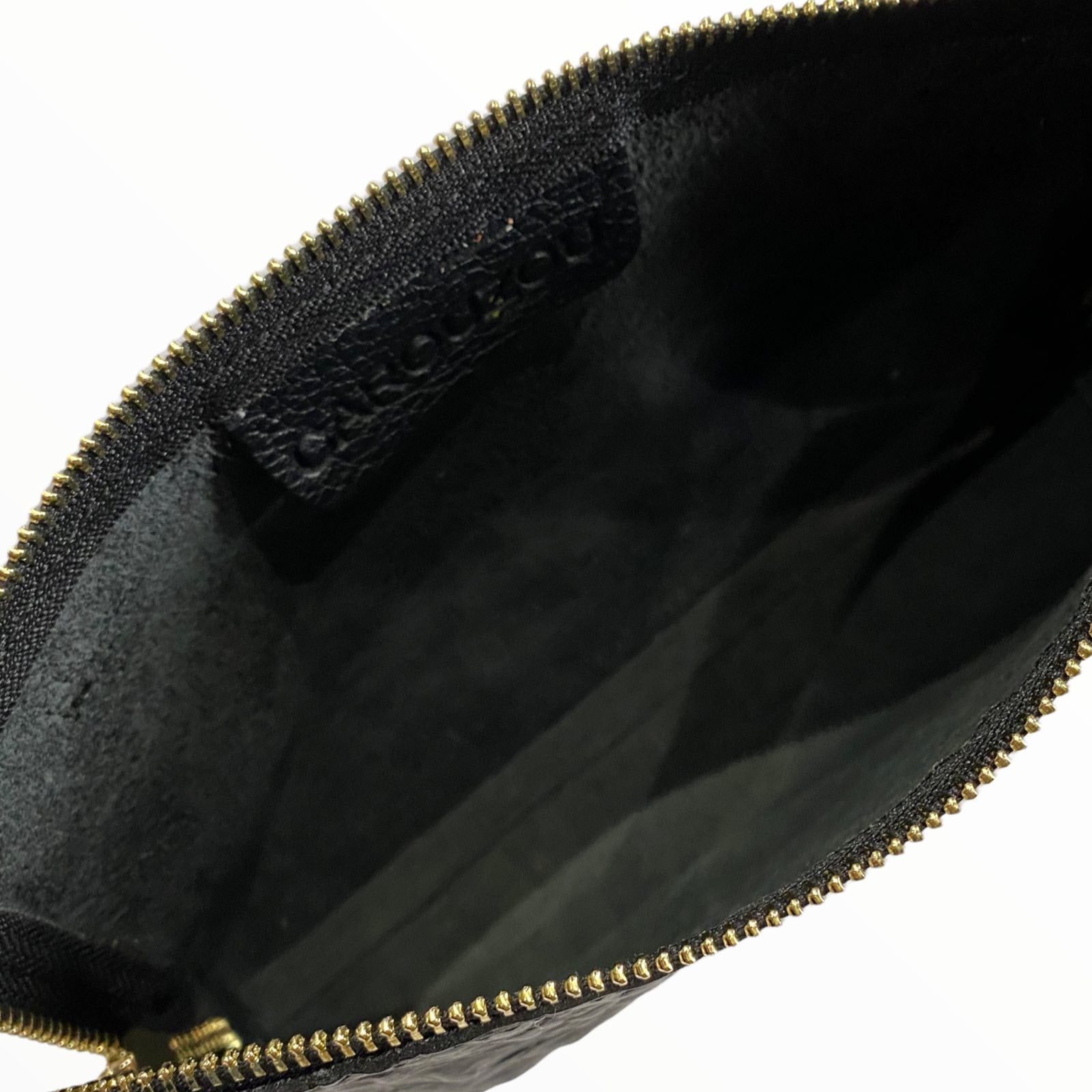 Box XL. Black alligator-print leather messenger bag
