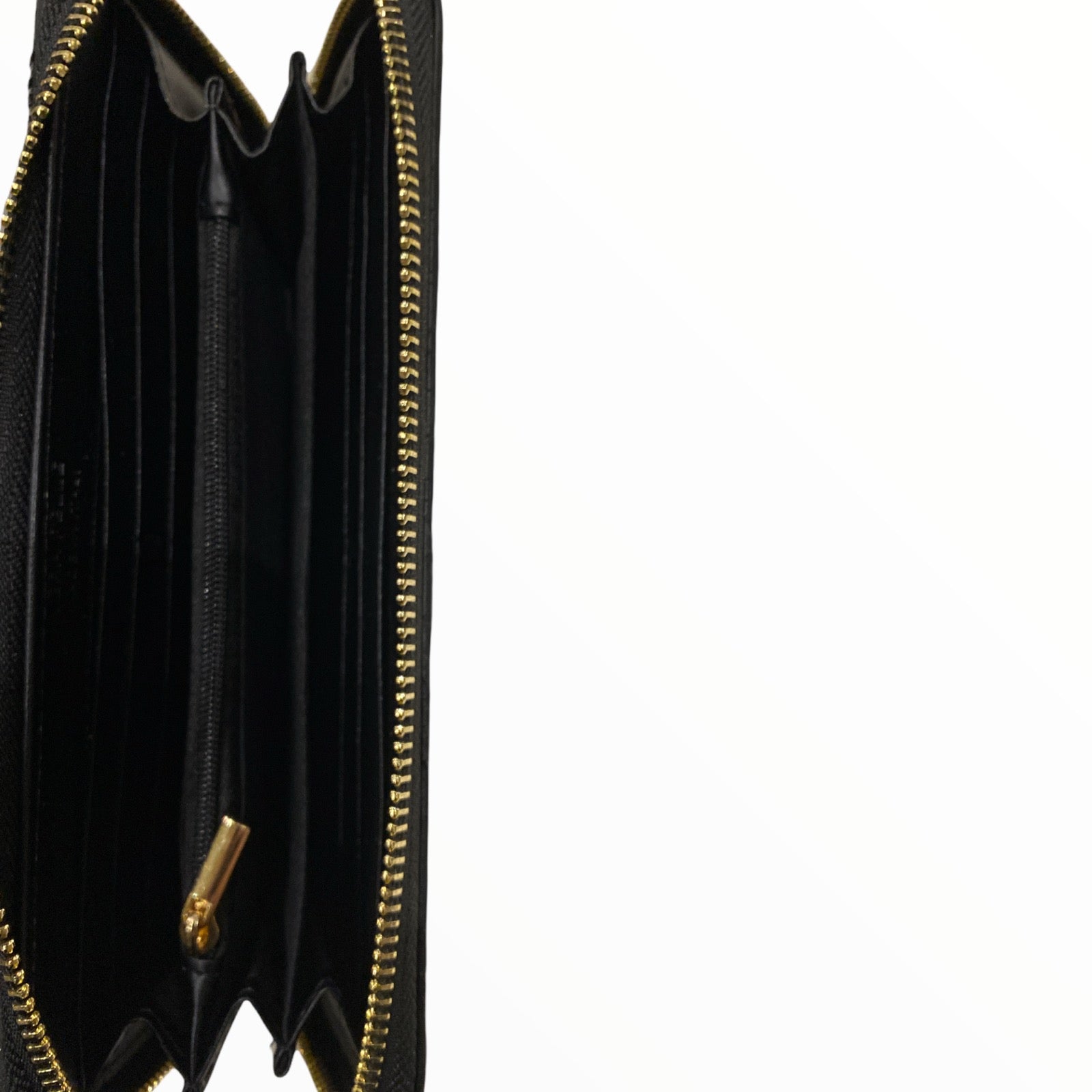Black calf-hair zip around wallet