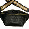 XL black quilted leather belt bag with lux strap