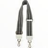 Black striped adjustable strap with white leather details
