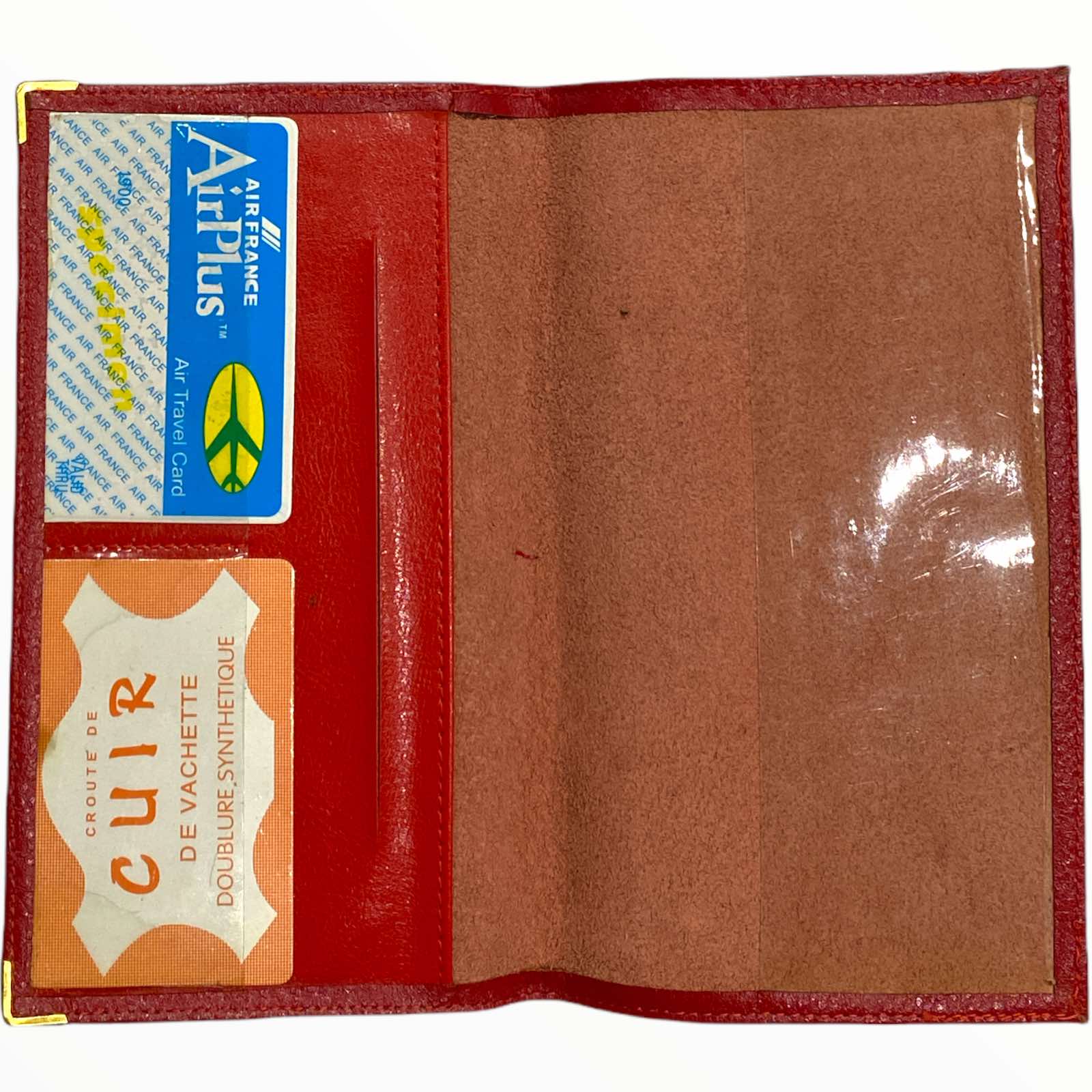 Red leather travel wallet