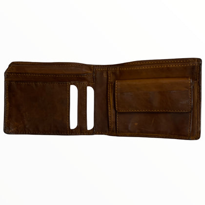 Brown leather handwoven man wallet