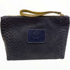 Dark blue anaconda-print leather beauty case