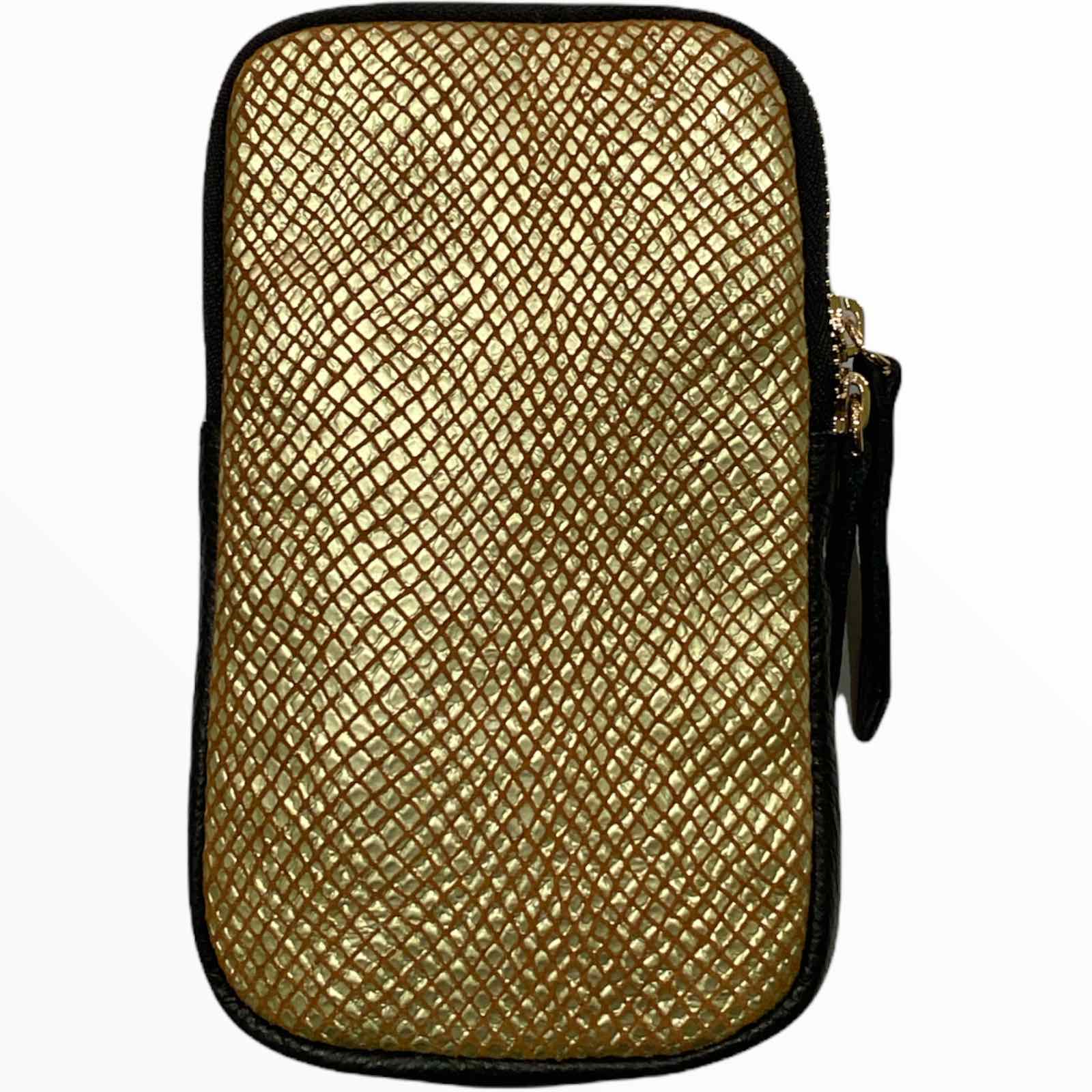 Gold luxury with black mobile leather case