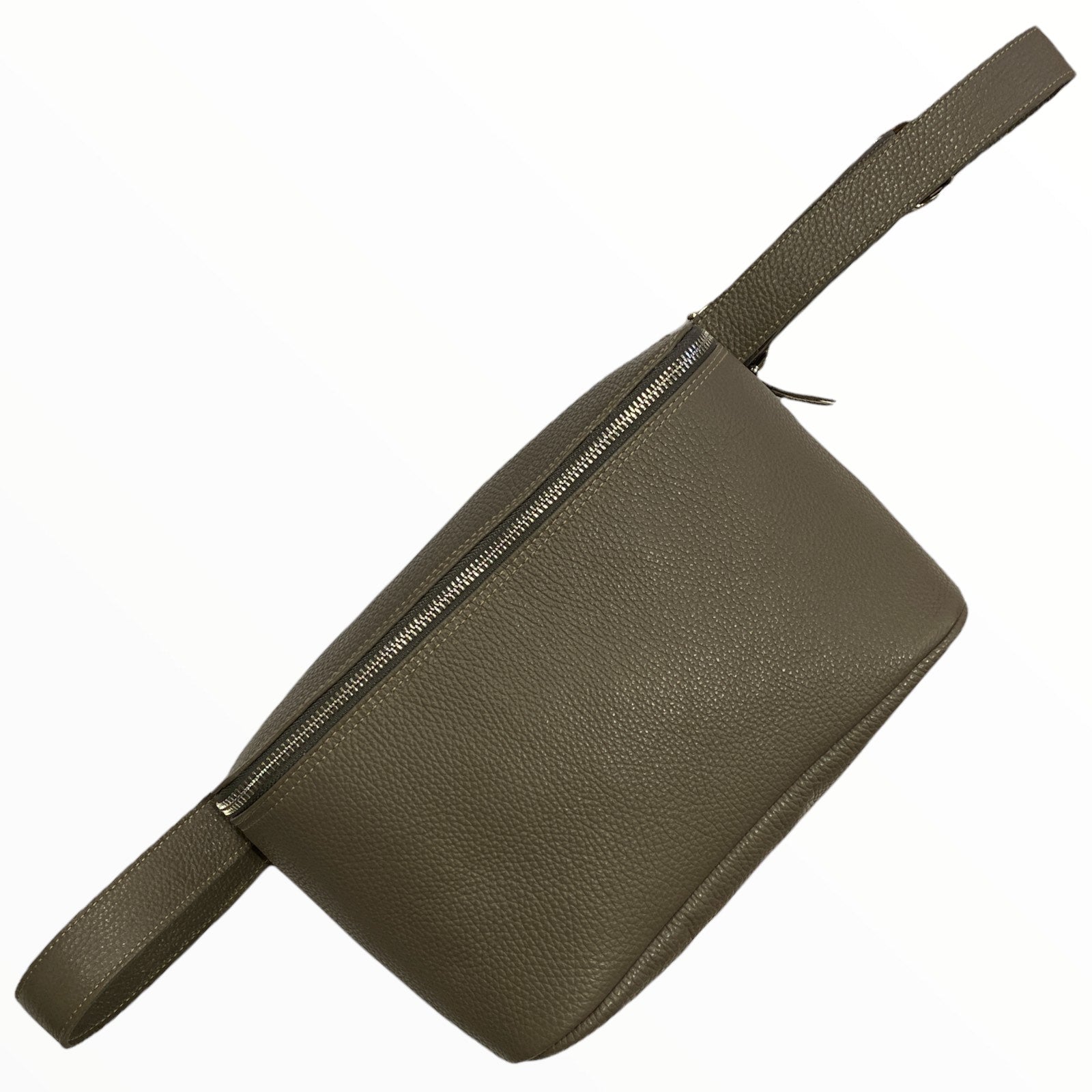 Grey unisex minimal leather belt bag